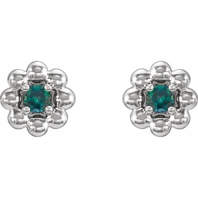 platinum-natural-alexandrite-petite-flower-beaded-earrings