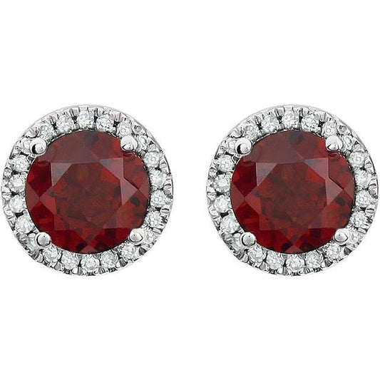 14k-white-gold-natural-mozambique-garnet-&-1/8-ctw-natural-diamond-earrings