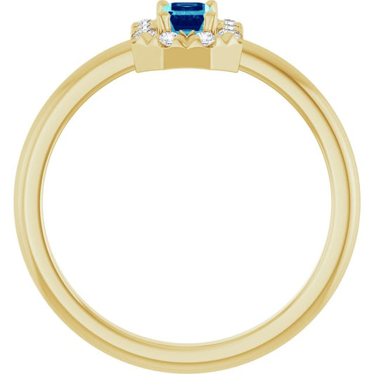 14k-yellow-gold-natural-blue-zircon-&-1/8-ctw-natural-diamond-french-set-halo-style-ring