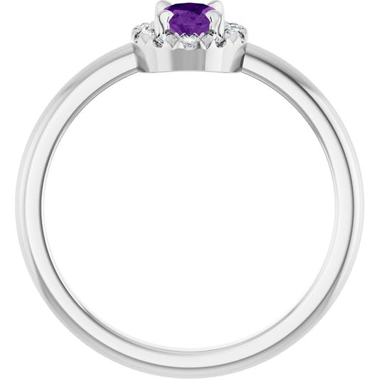 14k-white-gold-natural-amethyst-&-1/10-ctw-natural-diamond-french-set-halo-style-ring