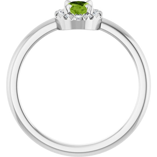 14k-white-gold-natural-peridot-&-1/10-ctw-natural-diamond-french-set-halo-style-ring
