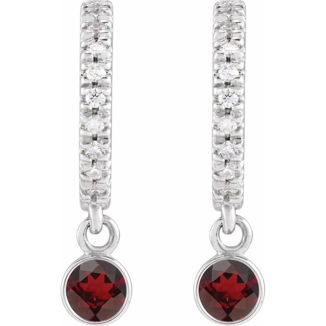 14k-white-gold-natural-mozambique-garnet-&-.08-ctw-natural-diamond-french-set--hoop-earrings
