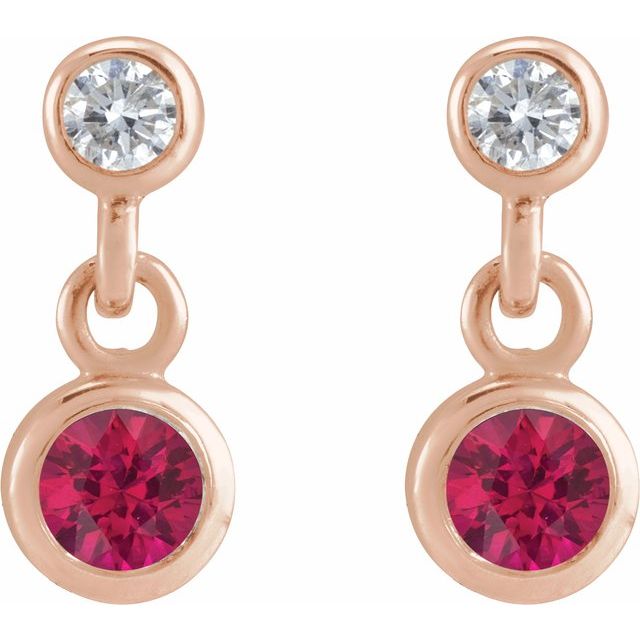 14k-rose-gold-natural-ruby-&-.05-ctw-natural-diamond-two-stone-earrings