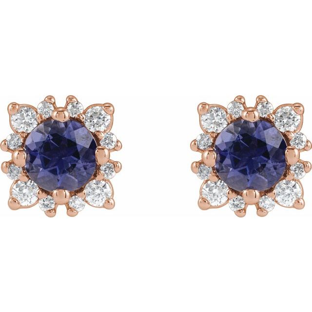14k-rose-gold--natural-iolite-&-1/6-ctw-natural-diamond-halo-style-earrings