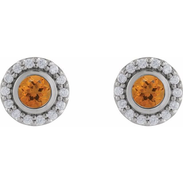 14k-white-gold-natural-citrine-&-1/5-ctw-natural-diamond-halo-style-stud-earrings
