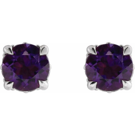 14k-white-gold-natural-amethyst-&-.06-ctw-natural-diamond-semi-set-hidden-halo-style-stud-earrings