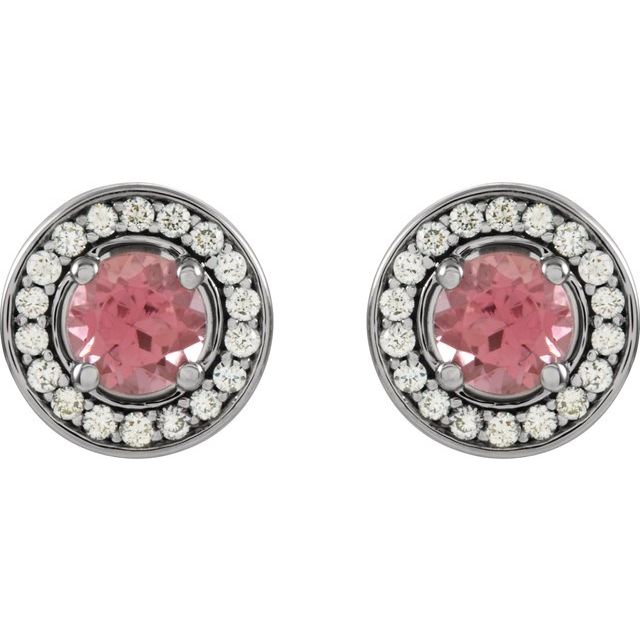 14k-white-gold-natural-pink-tourmaline-&-1/5-ctw-natural-diamond-earrings