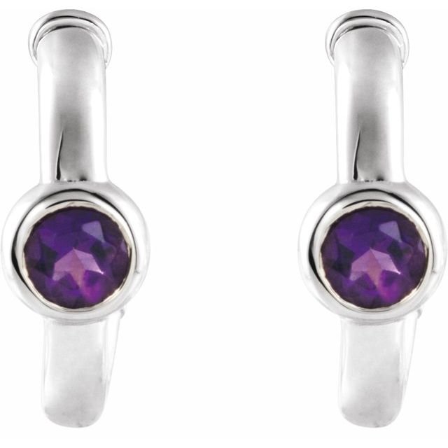 14k-white-gold-natural-amethyst-huggie-hoop-earrings