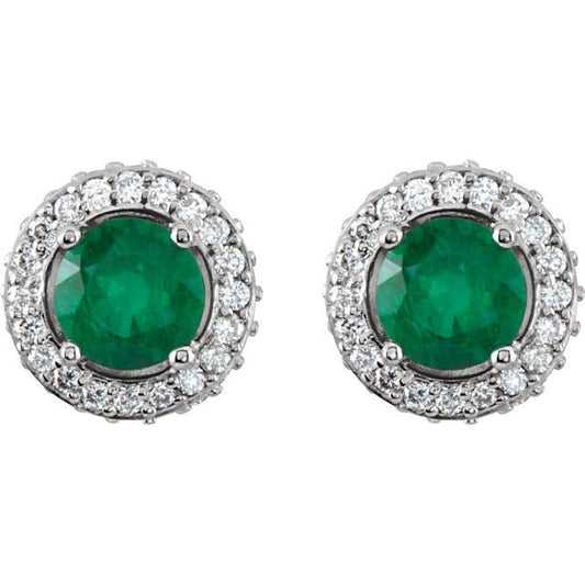 platinum-natural-emerald-&-1/3-ctw-natural-diamond-earrings
