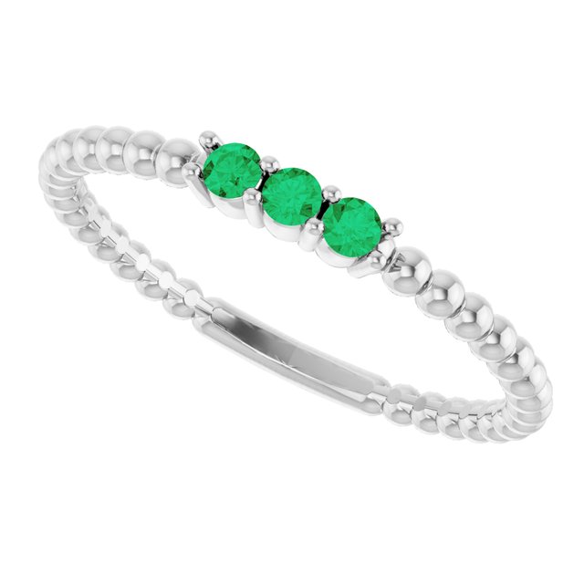 14k-white-gold-natural-emerald-beaded-ring
