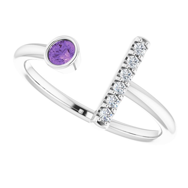 14k-white-gold-natural-amethyst-&-.05-ctw-natural-diamond-bar-ring