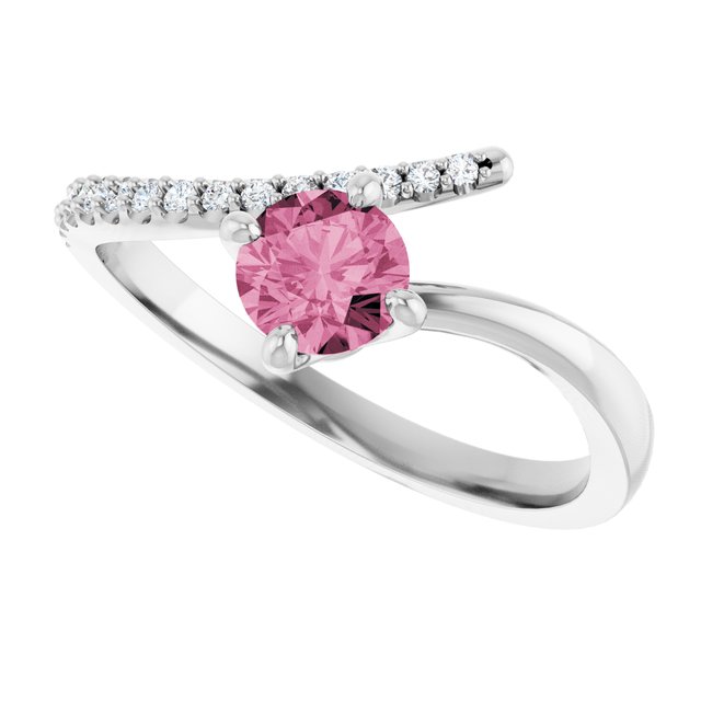 14k-white-gold-natural-pink-tourmaline-&-1/10-ctw-natural-diamond-bypass-ring