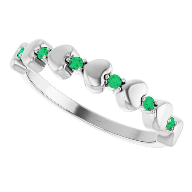 14k-white-gold-natural-emerald-heart-stackable-ring