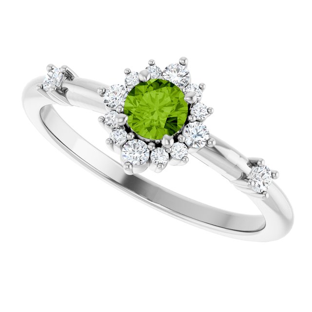 14k-white-gold-natural-peridot-&-1/6-ctw-natural-diamond-halo-style-ring