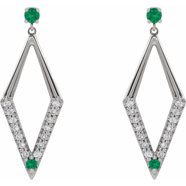 platinum-natural-emerald-&-3/8-ctw-natural-diamond-geometric-earrings