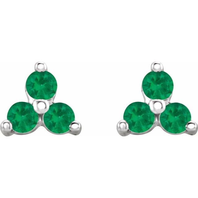 14k-white-gold-natural-emerald-three-stone-earrings