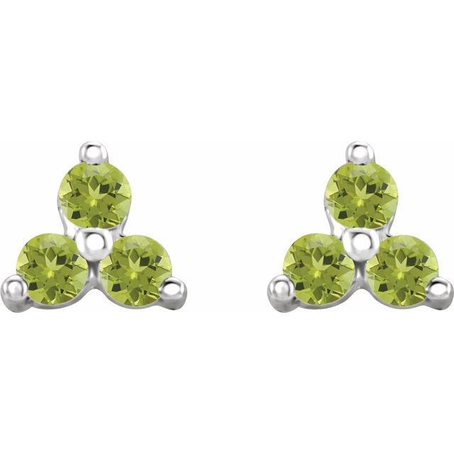 14k-white-gold-natural-peridot-three-stone-earrings