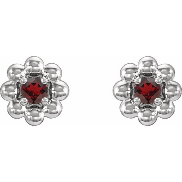 14k-white-gold-natural-mozambique-garnet-petite-flower-beaded-earrings