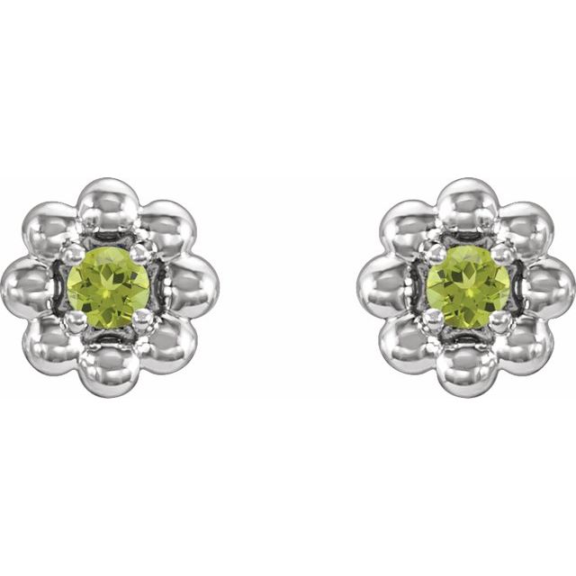 14k-white-gold-natural-peridot-petite-flower-beaded-earrings