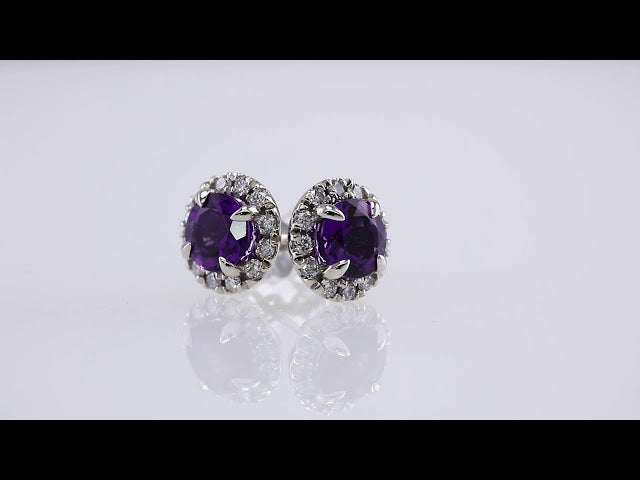 14k-white-gold--natural-amethyst-&-1/5-ctw-natural-diamond-halo-style-earrings
