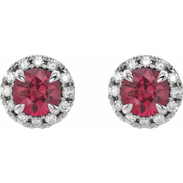 14k-white-gold--natural-pink-tourmaline-&-1/5-ctw-natural-diamond-halo-style-earrings