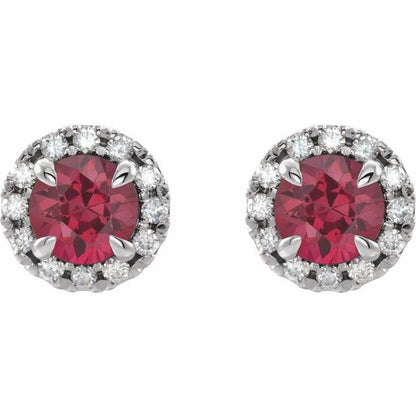 14k-white-gold--natural-pink-tourmaline-&-1/5-ctw-natural-diamond-halo-style-earrings