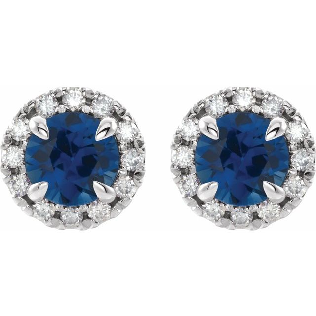 14k-white-gold--natural-blue-sapphire-&-1/5-ctw-natural-diamond-halo-style-earrings