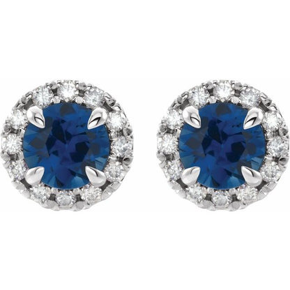 14k-white-gold--natural-blue-sapphire-&-1/5-ctw-natural-diamond-halo-style-earrings