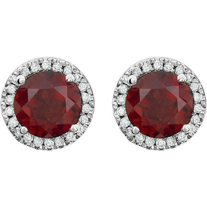 14k-white-gold-natural-mozambique-garnet-&-1/8-ctw-natural-diamond-earrings