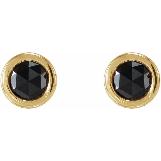 14k-yellow-gold-1/5-ctw-rose-cut-natural-black-diamond-bezel-set-earrings