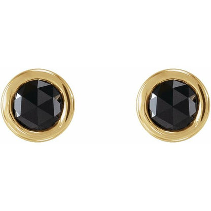 14k-yellow-gold-1/5-ctw-rose-cut-natural-black-diamond-bezel-set-earrings