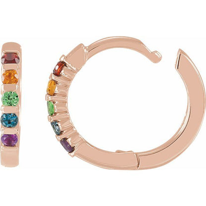 14k-rose-gold-natural-multi-gemstone-rainbow-huggie-hoop-earrings