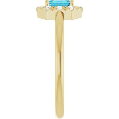 14k-yellow-gold-natural-blue-zircon-&-1/8-ctw-natural-diamond-french-set-halo-style-ring