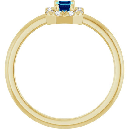 14k-yellow-gold-natural-blue-zircon-&-1/8-ctw-natural-diamond-french-set-halo-style-ring
