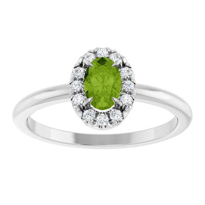 14k-white-gold-natural-peridot-&-1/10-ctw-natural-diamond-french-set-halo-style-ring
