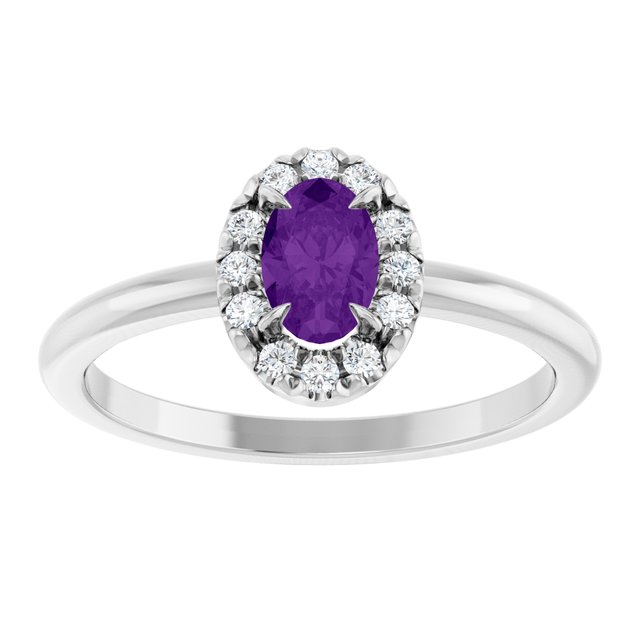 14k-white-gold-natural-amethyst-&-1/10-ctw-natural-diamond-french-set-halo-style-ring