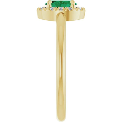 14k-yellow-gold-natural-emerald-&-1/10-ctw-natural-diamond-french-set-halo-style-ring
