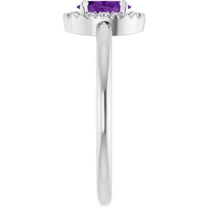 14k-white-gold-natural-amethyst-&-1/10-ctw-natural-diamond-french-set-halo-style-ring