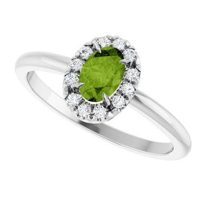 14k-white-gold-natural-peridot-&-1/10-ctw-natural-diamond-french-set-halo-style-ring