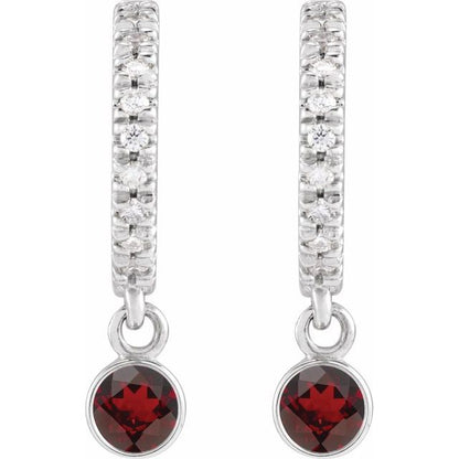 14k-white-gold-natural-mozambique-garnet-&-.08-ctw-natural-diamond-french-set--hoop-earrings