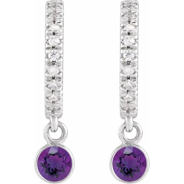 14k-white-gold-natural-amethyst-&-.08-ctw-natural-diamond-french-set--hoop-earrings