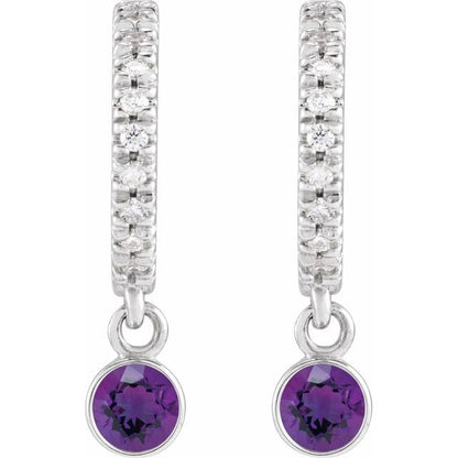 14k-white-gold-natural-amethyst-&-.08-ctw-natural-diamond-french-set--hoop-earrings