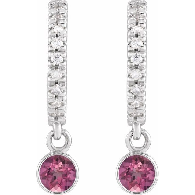 14k-white-gold-natural-pink-tourmaline-&-.08-ctw-natural-diamond-french-set--hoop-earrings