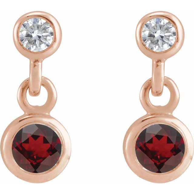 14k-rose-gold-natural-mozambique-garnet-&-.05-ctw-natural-diamond-two-stone-earrings