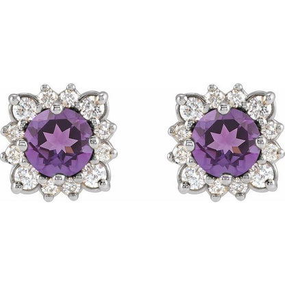 14k-white-gold-natural-amethyst-&-1/2-ctw-natural-diamond-halo-style-earrings
