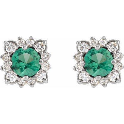 14k-white-gold-natural-emerald-&-1/2-ctw-natural-diamond-halo-style-earrings
