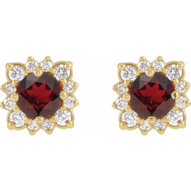 14k-yellow-gold-natural-mozambique-garnet-&-1/2-ctw-natural-diamond-halo-style-earrings