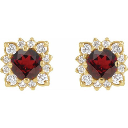 14k-yellow-gold-natural-mozambique-garnet-&-1/2-ctw-natural-diamond-halo-style-earrings