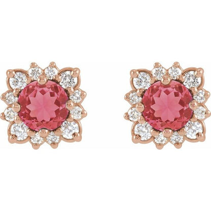 14k-rose-gold-natural-ruby-&-1/2-ctw-natural-diamond-halo-style-earrings