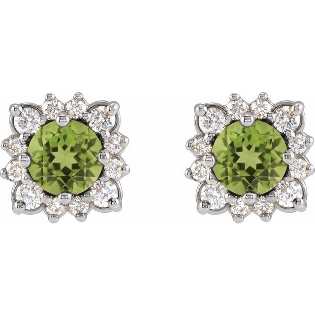 14k-white-gold-natural-peridot-&-1/2-ctw-natural-diamond-halo-style-earrings